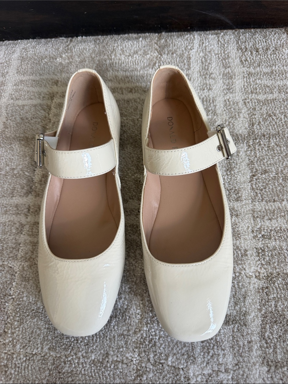 Donald J. Pliner Cream Patent Mary Jane Shoes